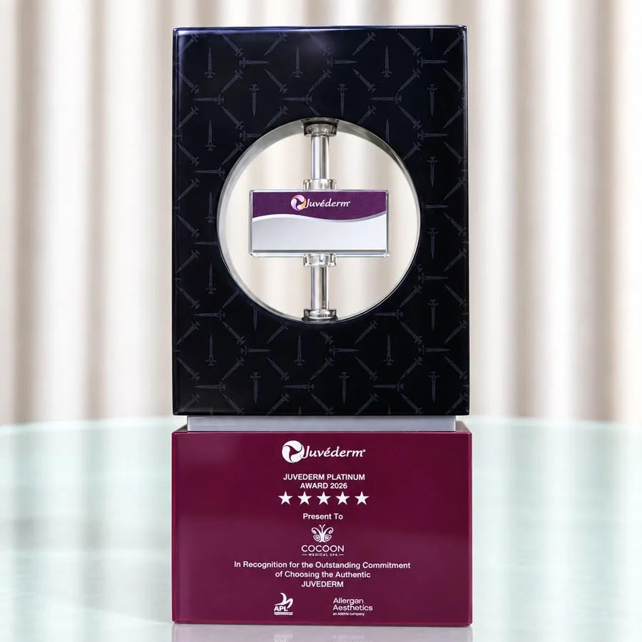 The Juvéderm Platinum Award 2026 plaque