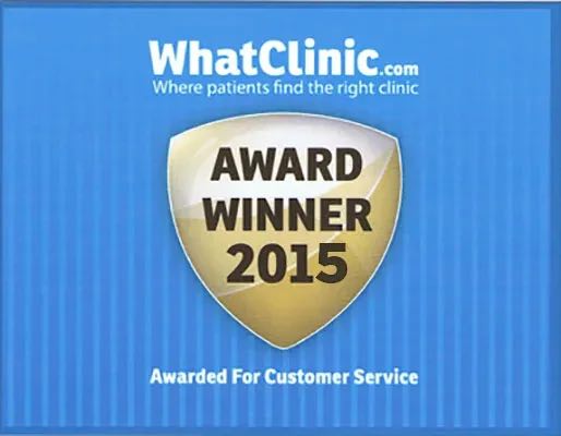 WhatClinic Award Winner 2015, awarded for customer service