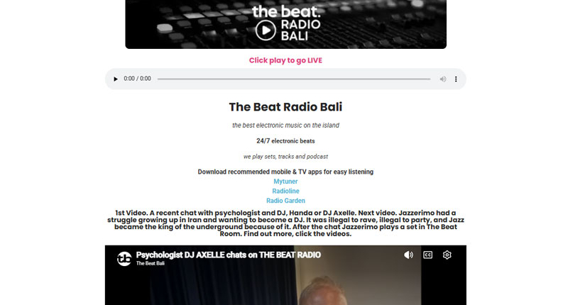 The Beat Radio Bali electronic music platform