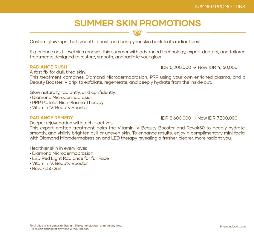 Summer Skin Promotions